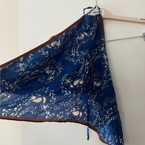 Zara Blue and Brown Patterned Silk Scarf Halter Neck Cropped Top